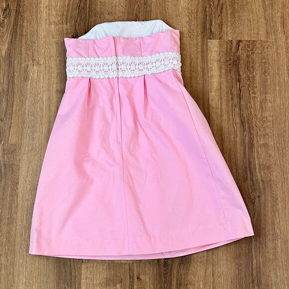 Lilly Pulitzer Betsey Dress Solid Faille in Lillys Pink Strapless Size 2 - Picture 6 of 12
